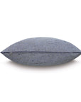 Blue pillow with textured geometric pattern, side view; Eastern Accents Newport collection at Bungalow Furniture.