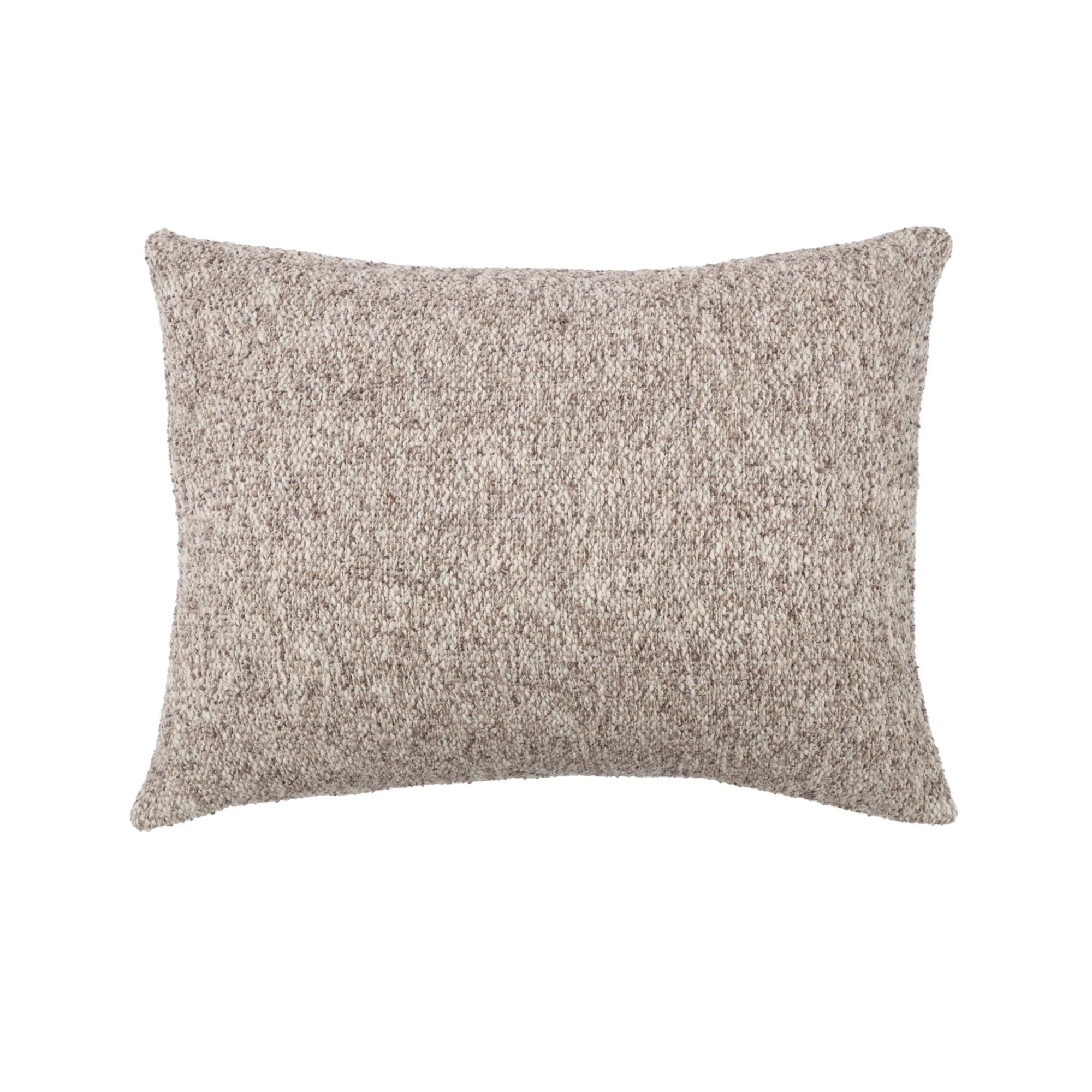The Brentwood Big Pillow by POM POM features a rectangular shape and chunky bouclé texture in soft, handloomed beige fabric—a cozy accent for any room, shown here on a plain white background.