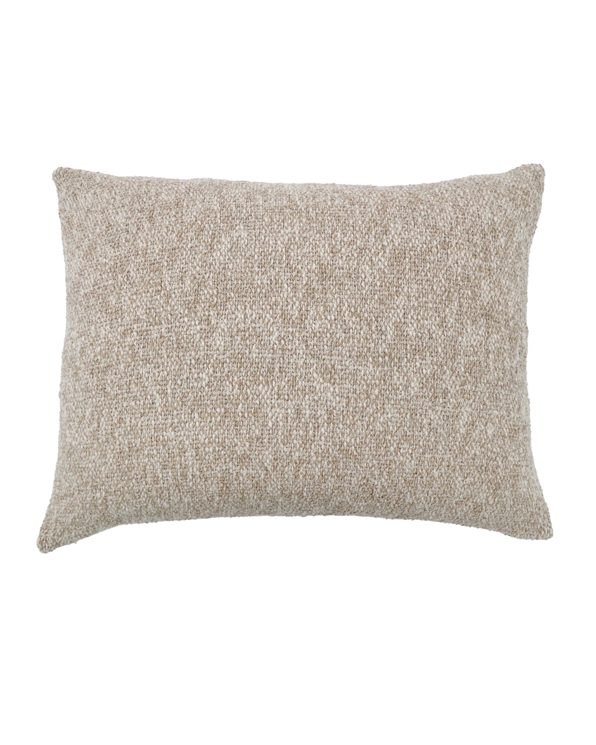 The Brentwood Big Pillow by POM POM is a rectangular beige decorative pillow featuring a chunky bouclé texture and handloomed woven fabric, shown against a white background.