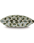 The PIXIE DECO throw pillow by Eastern Accents features green and blue half-circle patterns on a light background and is displayed from the side.