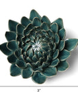 The Dahlia Teal by Chive Ceramics is a 5"x5" dark green ceramic wall flower—ideal for succulent lovers or as a unique handmade pottery gift.