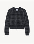 Black and white plaid knit cardigan with long sleeves, by KUJTEN, Caroline Cardi Tweed collection.