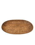 Oval mango wood tray with hand-carved textured surface by Faire, Terrain Carved Dish L, eco-friendly accent.
