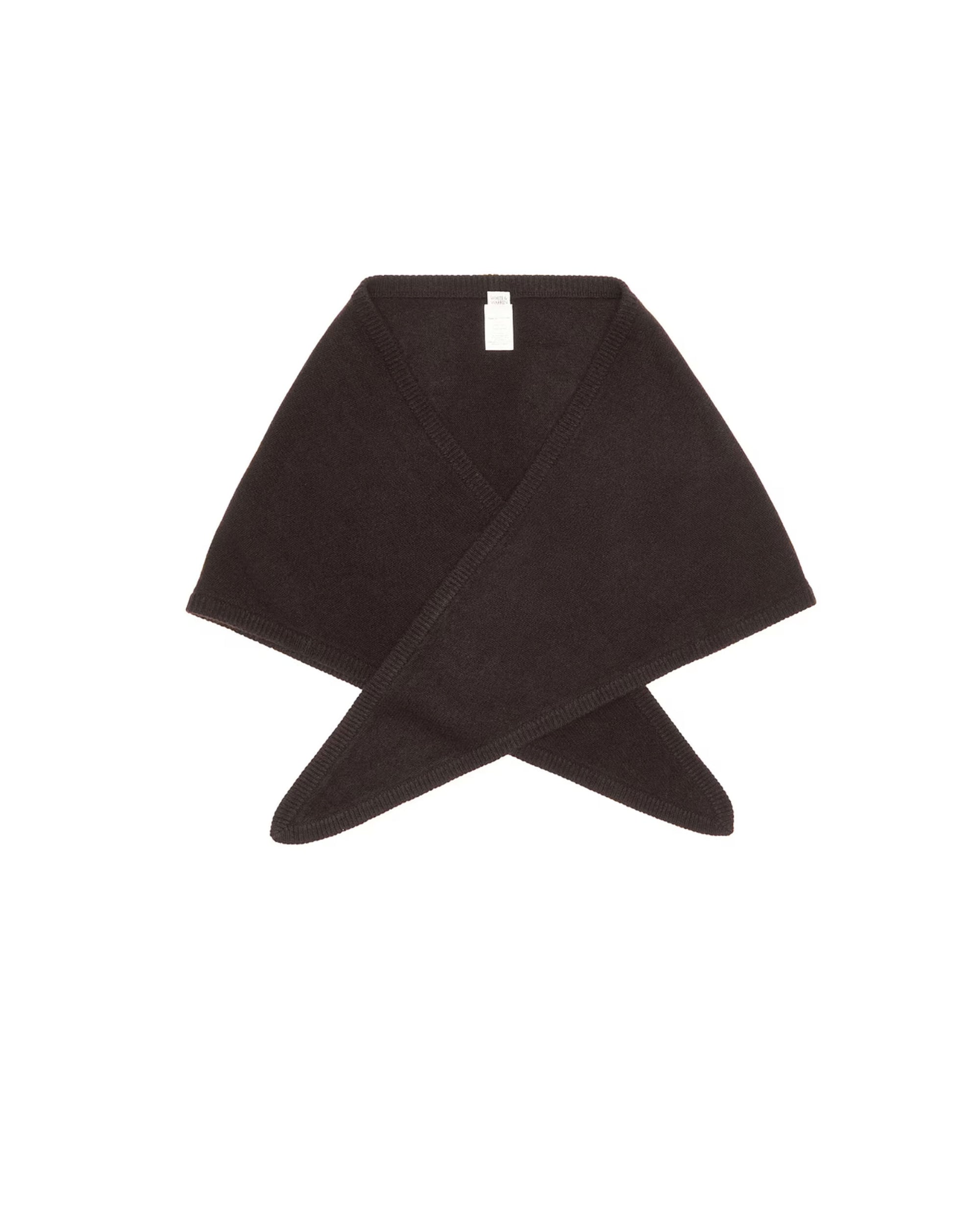 The White + Warren Cashmere Blend Triangle Scarf is a lightweight black knit with pointed ends, crossed and displayed flat on a white background.