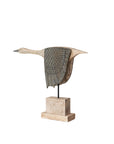 Hand-carved mango wood goose sculpture with patterned wings by Creative Co-op, rustic accent for home décor.