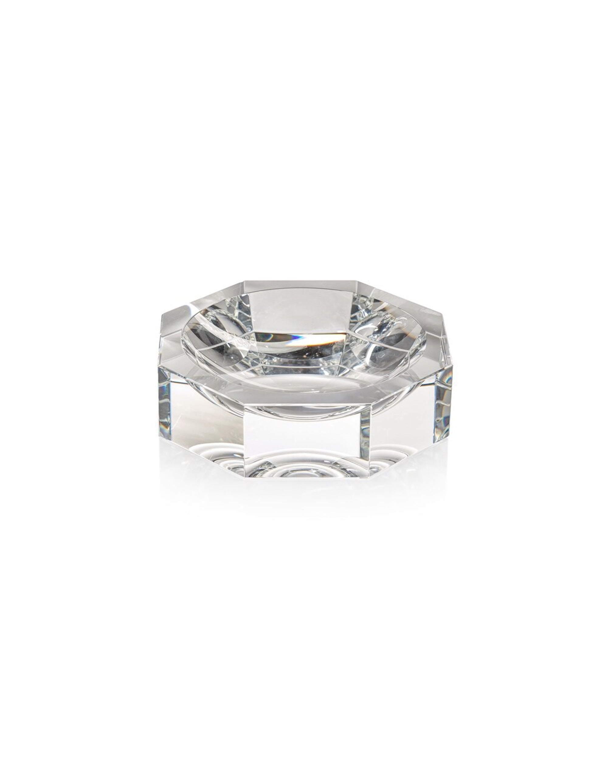 The Zodax CH-7453 Octagon Bowl features a faceted, geometric crystal-like design, making it an elegant decorative centerpiece displayed against a white background.