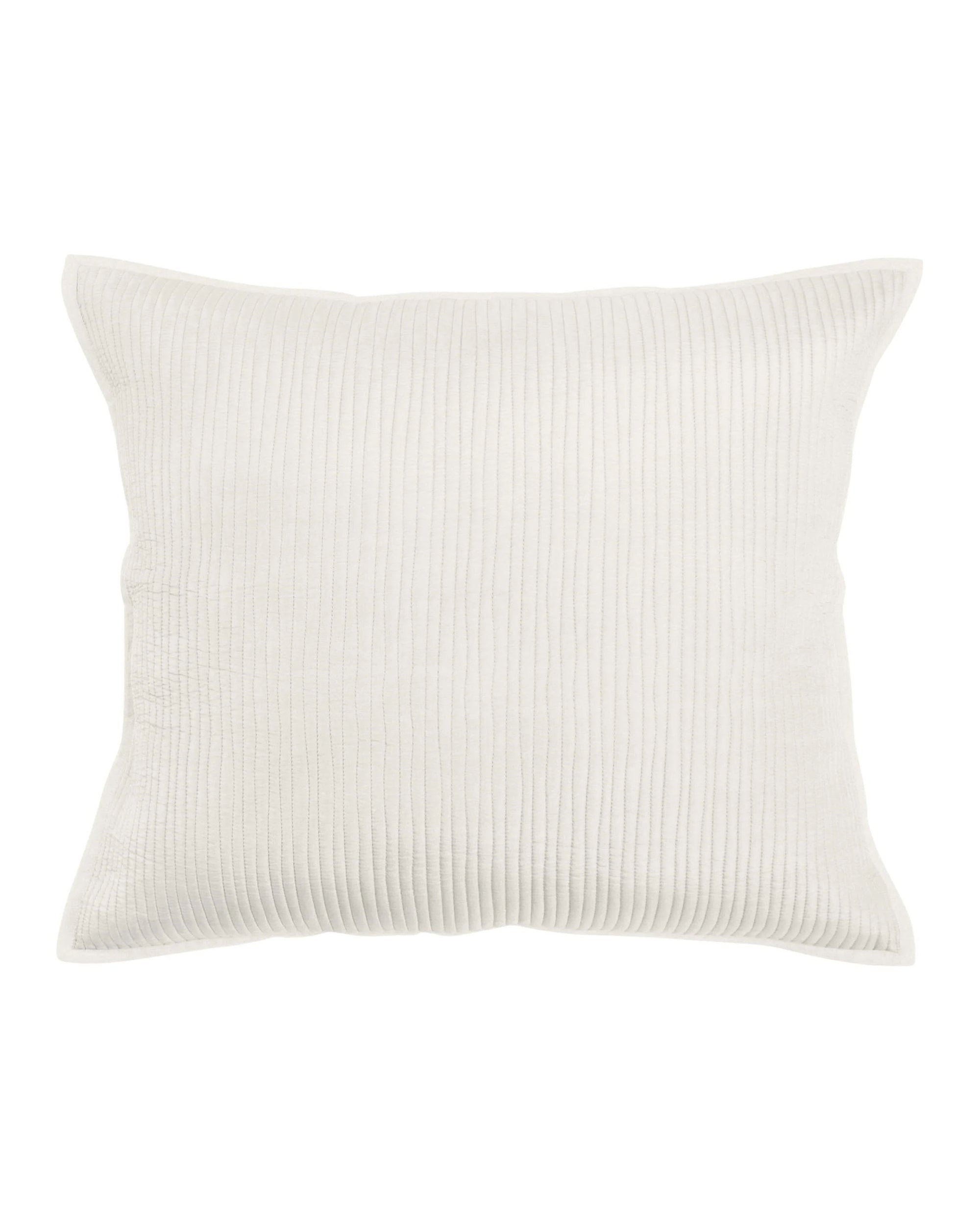The Cole Dutch Euro Sham Cream by Avasa Bedding features a square shape and subtle vertical ribbed texture in cream, shown against a plain white background.