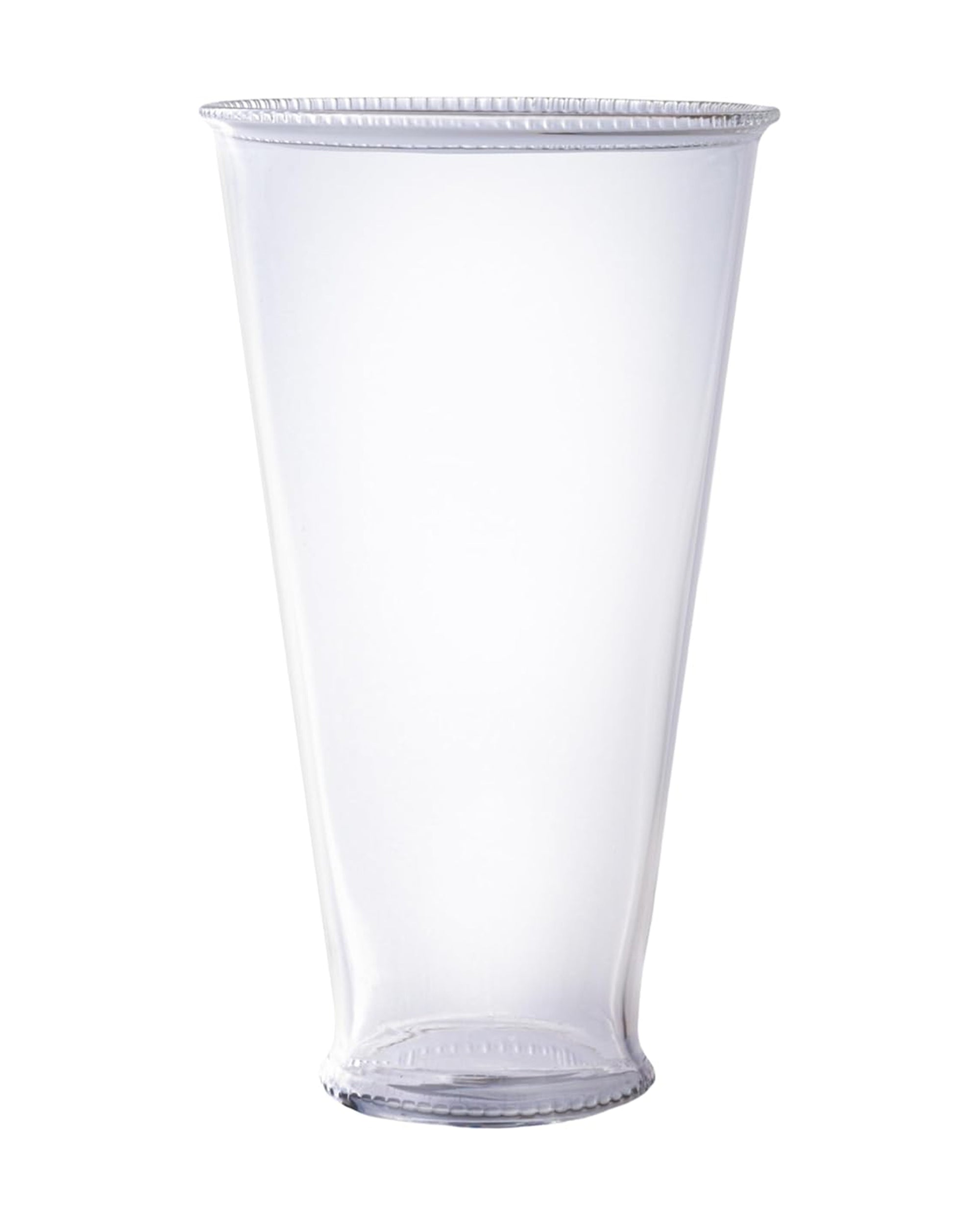 The DF8589 Drinking Glass with Debossed Rim by Creative Co-op is a clear, disposable plastic cup with a flared rim—ideal for safe, convenient serving and a practical alternative to glass.
