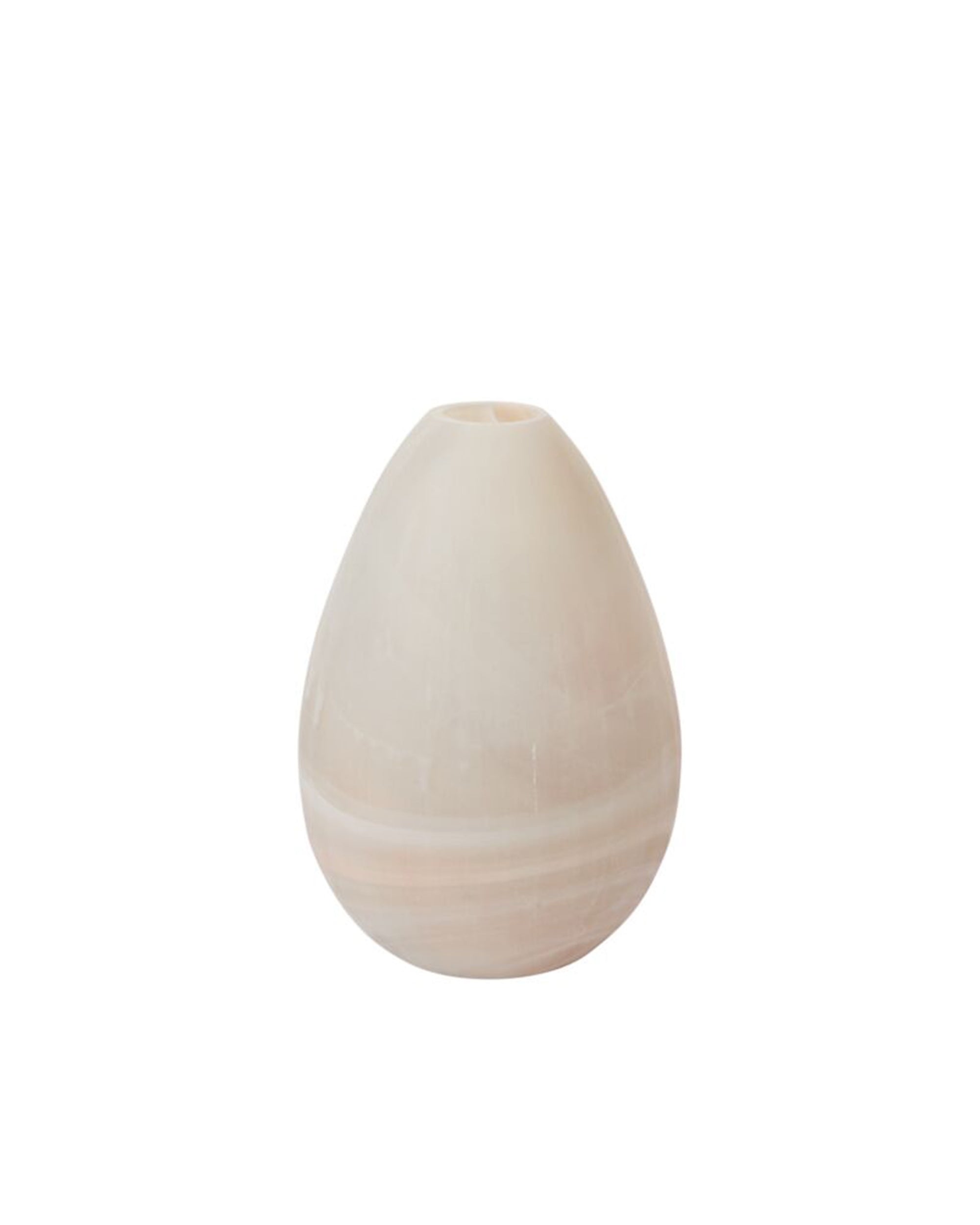 The Accent Decor 41526 Gasparo Vase, a small, rounded off-white piece with subtle horizontal striations, stands out as an elegant decorative accent against a plain white background.