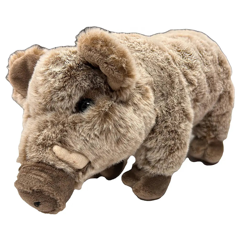 The Faire Javelina Stuffed Animal is a plush toy inspired by the collared peccary, featuring soft light brown fur, dark eyes, and a detailed snout—an adorable Texas wildlife gift.