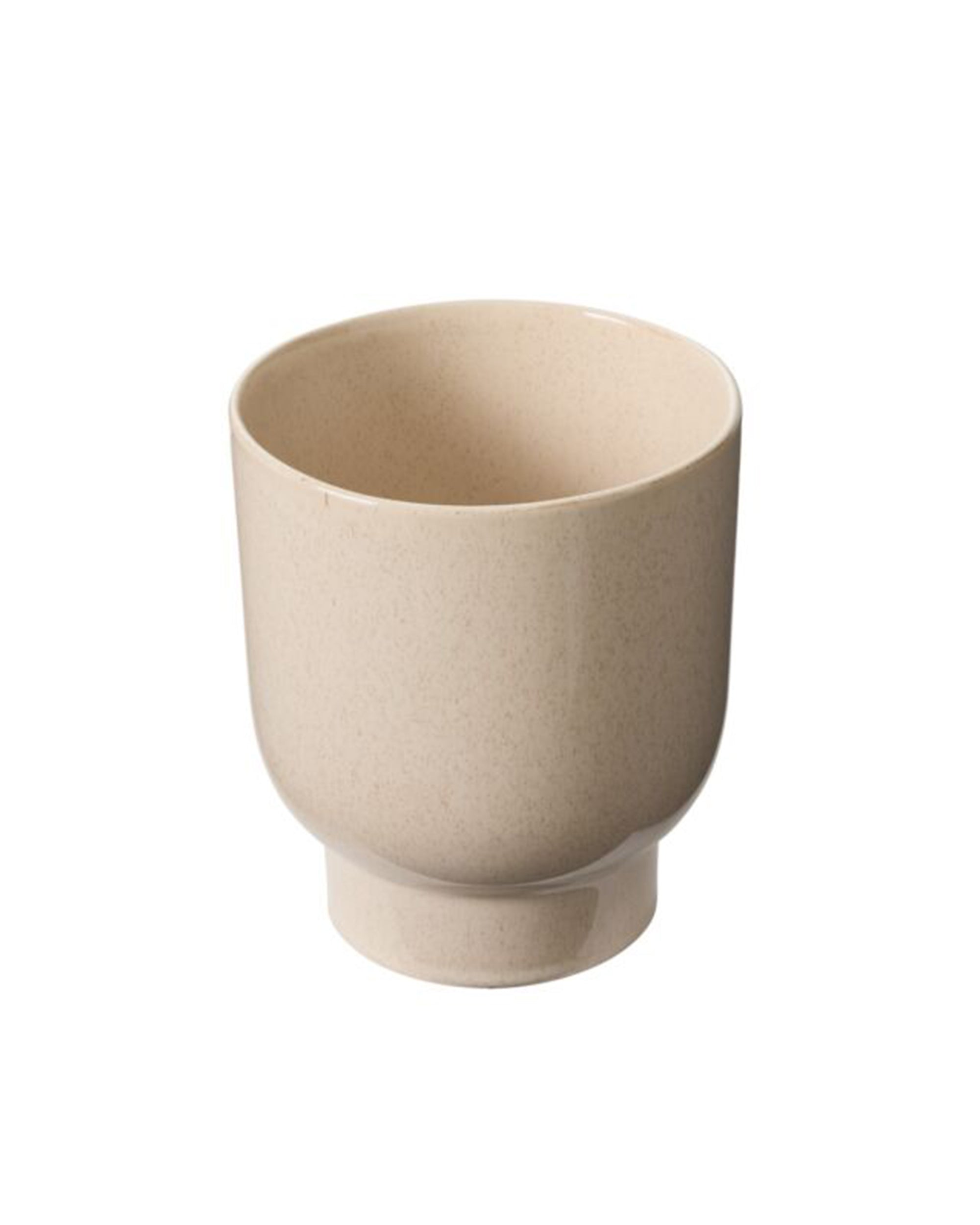 The Fischer Pot by Accent Decor is a beige ceramic cup with a rounded body and slightly flared base, resembling a ceramic plant pot, shown against a white background.
