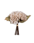 The Abigail Ahern AA-N4-001 Garden Bouquet features light beige hand-painted fabric flowers with large petals, greenish-brown leaves, and dark brown stems tied with a light band, set against a white background.
