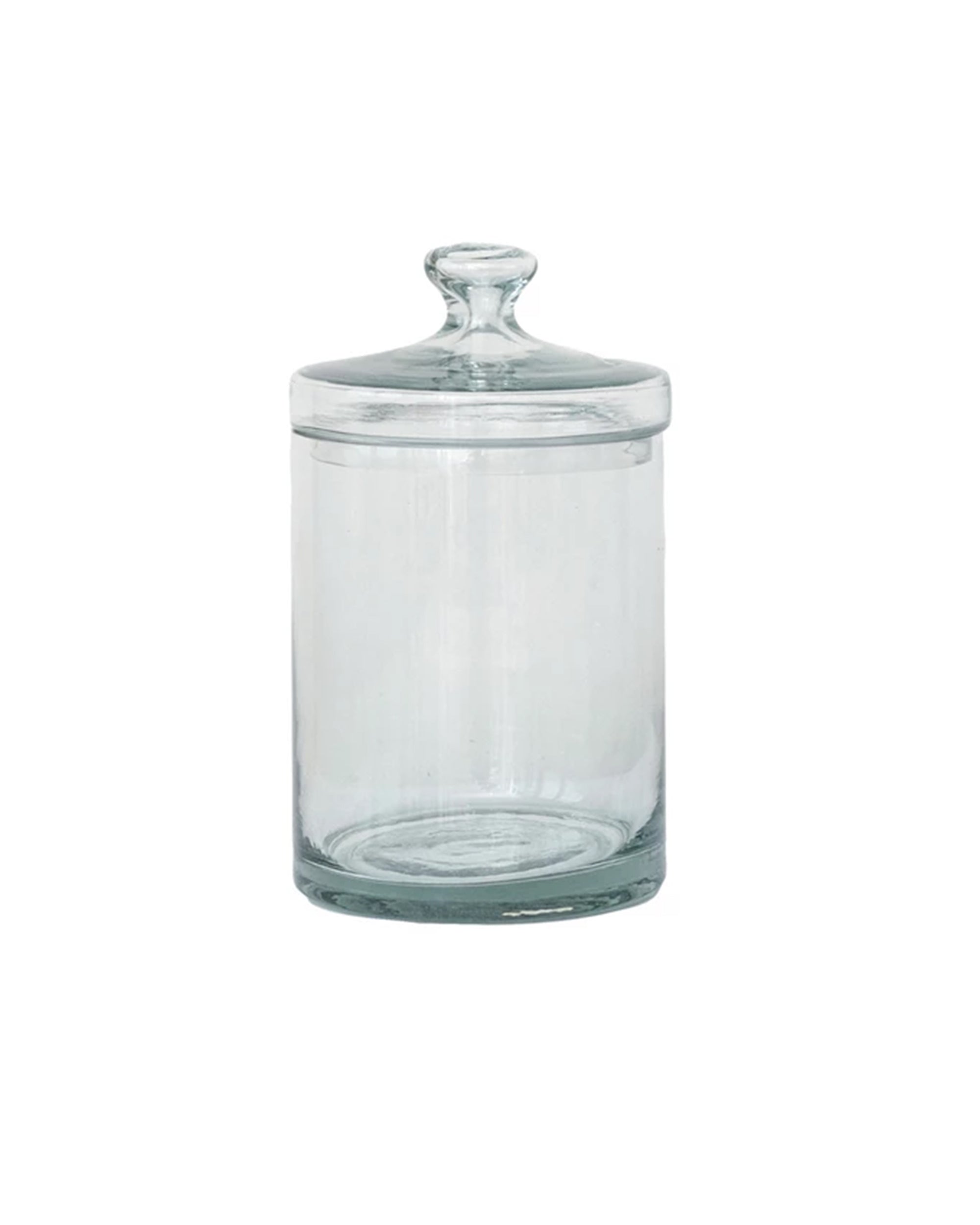 The DF9422 Glass Jar w/ Lid by Creative Co-op is a clear, round glass jar shown with its lid against a plain white background—ideal for organizing or displaying your favorite items.