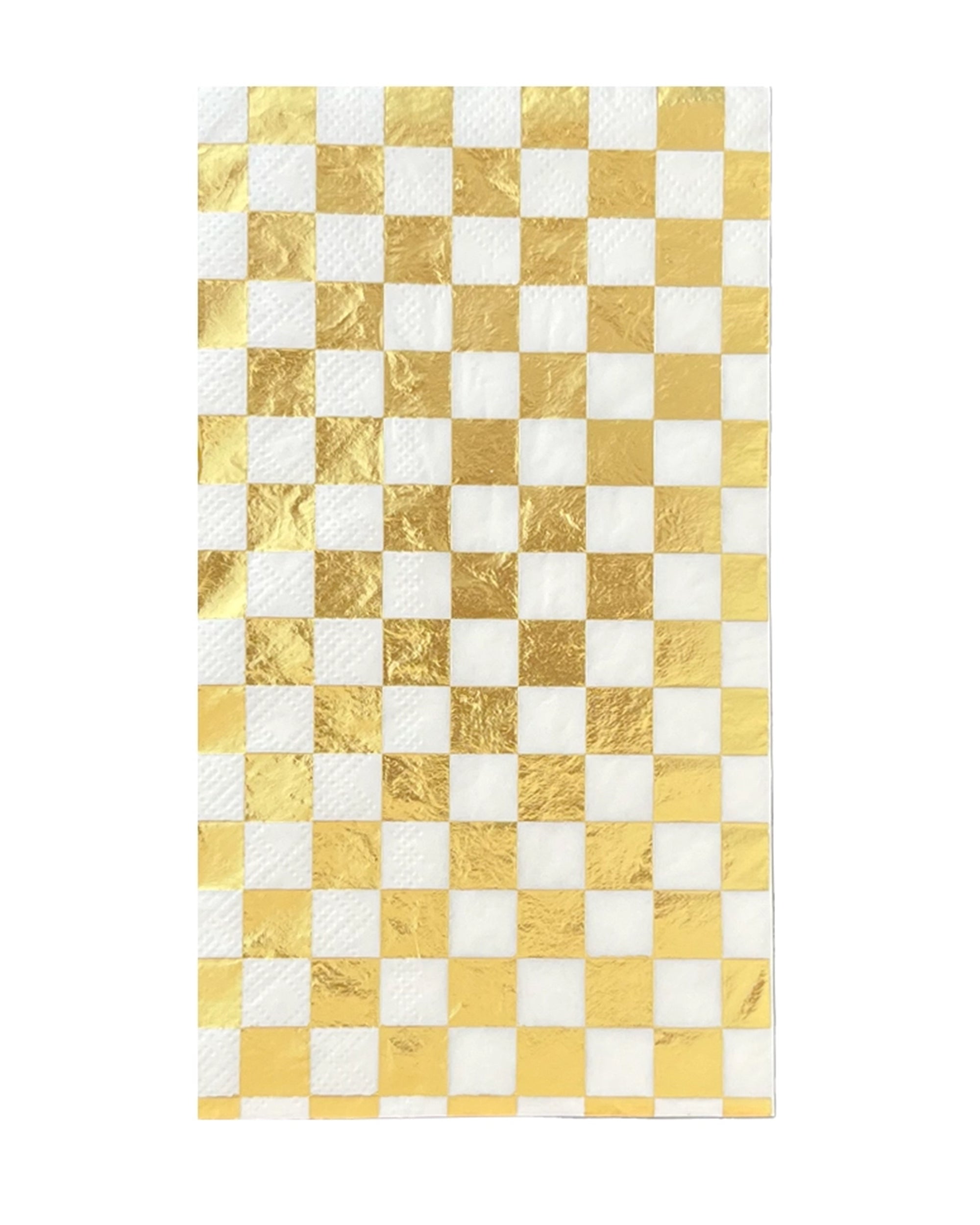 Faire’s Check It! Check Guest Napkins feature a gold and white checkerboard design—ideal for adding flair to two-tone plates or skater shoe-themed parties.
