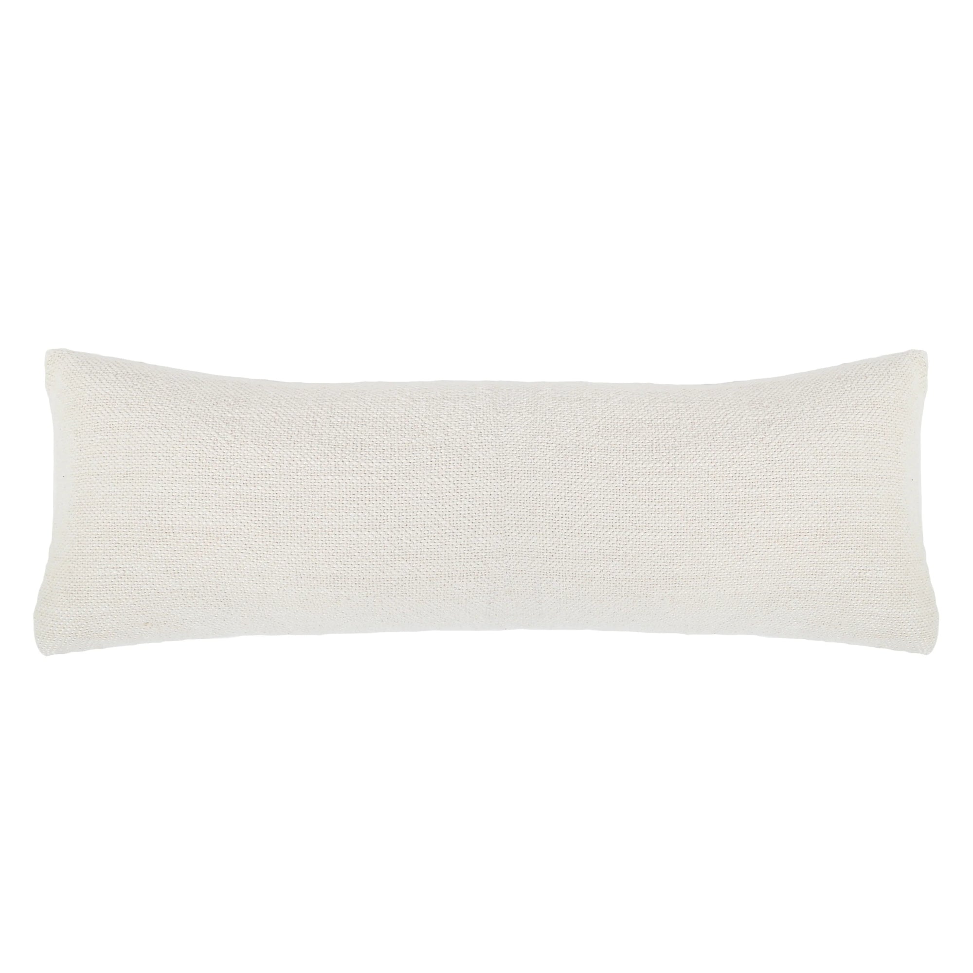 The POM POM Hendrick Body Pillow is a rectangular, off-white handwoven cotton pillow, shown against a white background.