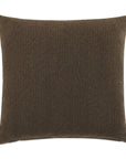 The Eastern Accents Higgins Pieced pillow, size 27x27, features a subtle brown textured pattern and is displayed against a white background.
