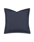 The HIG-12 HIGGINS DENIM pillow by Eastern Accents is a square, dark blue decorative cushion with visible edge seams, shown on a white background.
