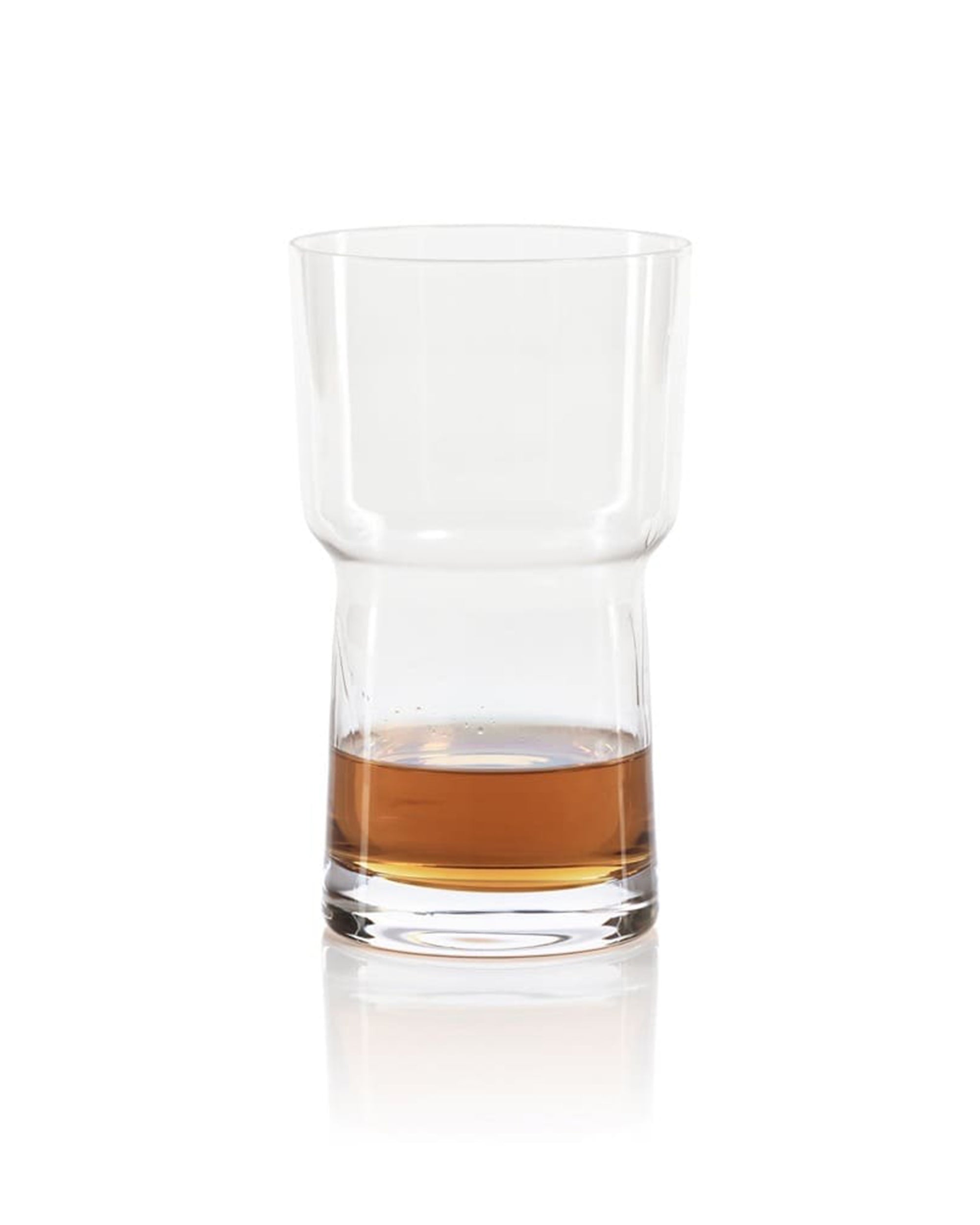 The Zodax CH-6258 Blown Glass HB is a clear, modern highball glass (3.25" x 5.75"), shown with a small pour of amber spirit, set against a plain white background.