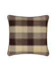 The Highland Plaid Pillow by Eastern Accents features a flannel plaid design in brown and beige, with rounded edges and twisted trim—an ideal match for your Highland bedding collection.