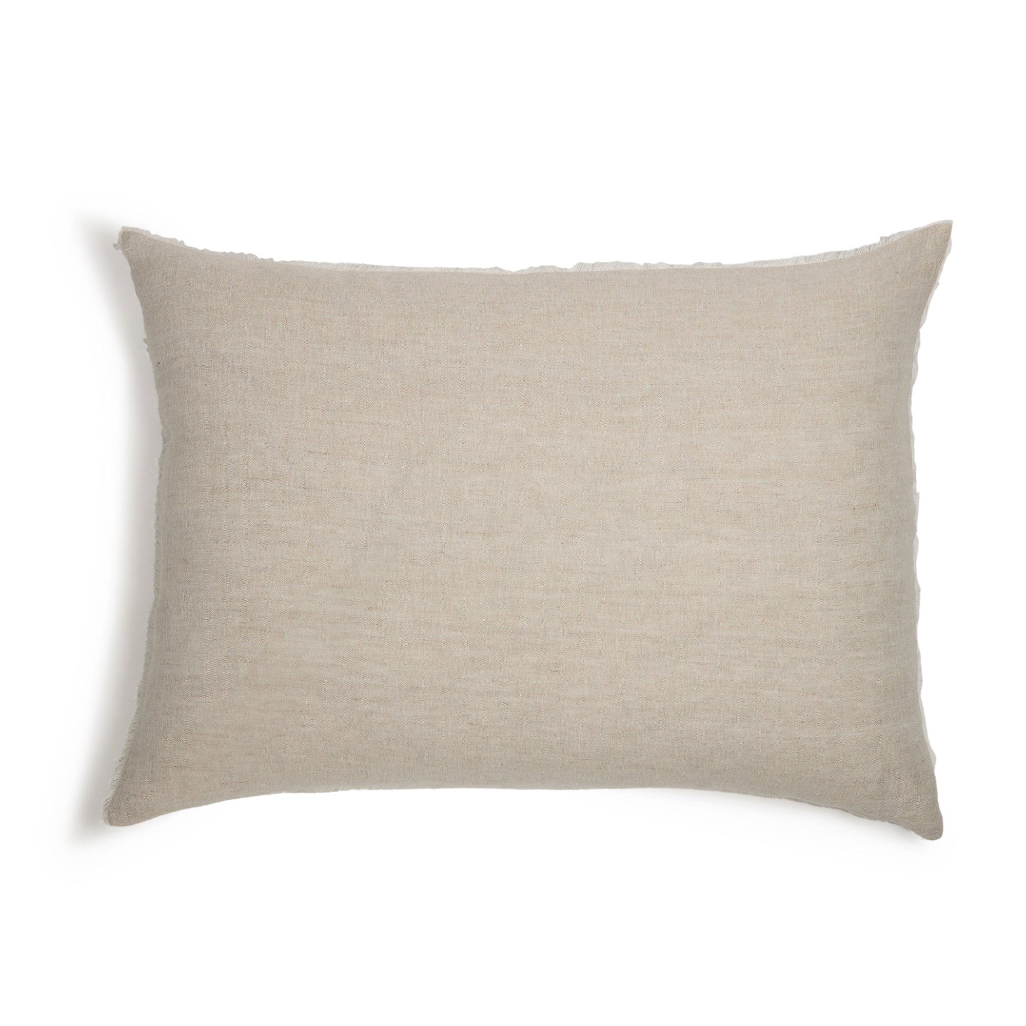 The Hunter Big Pillow by POM POM is a rectangular beige pillow featuring a simple hand-loomed linen texture, displayed against a white background.