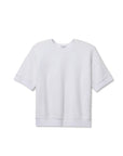 The Kennedy SS Crew Sweatshirt by Perfectwhitetee is a plain white short-sleeve crewneck shown on a white background, offering a relaxed fit with banded cuffs and hem.