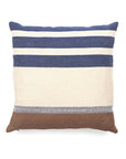 The Libeco Home Marina Stripe Pillow 20x20 features blue and white stripes, perfect for pairing with your favorite 20x20 insert.