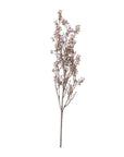 The Abigail Ahern Berry Branch Lilac features a tall, slender artificial stem with delicate pink buds, sparse green leaves, and subtle lilac accents, shown against a plain white background.