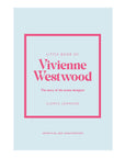 Book cover of "Little Book Of Vivienne Westwood" by Ingram Book Company, with pink and red text on a light blue background, pink border, and the subtitle: "The story of the iconic punk fashion designer.