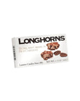 The Faire LC Longhorns Chocolate 1.5oz box shows Texas pecan and caramel chocolate clusters, described as “Pecans and Caramel in Rich Chocolate”—a true Texas twist on the classic chocolate turtle.