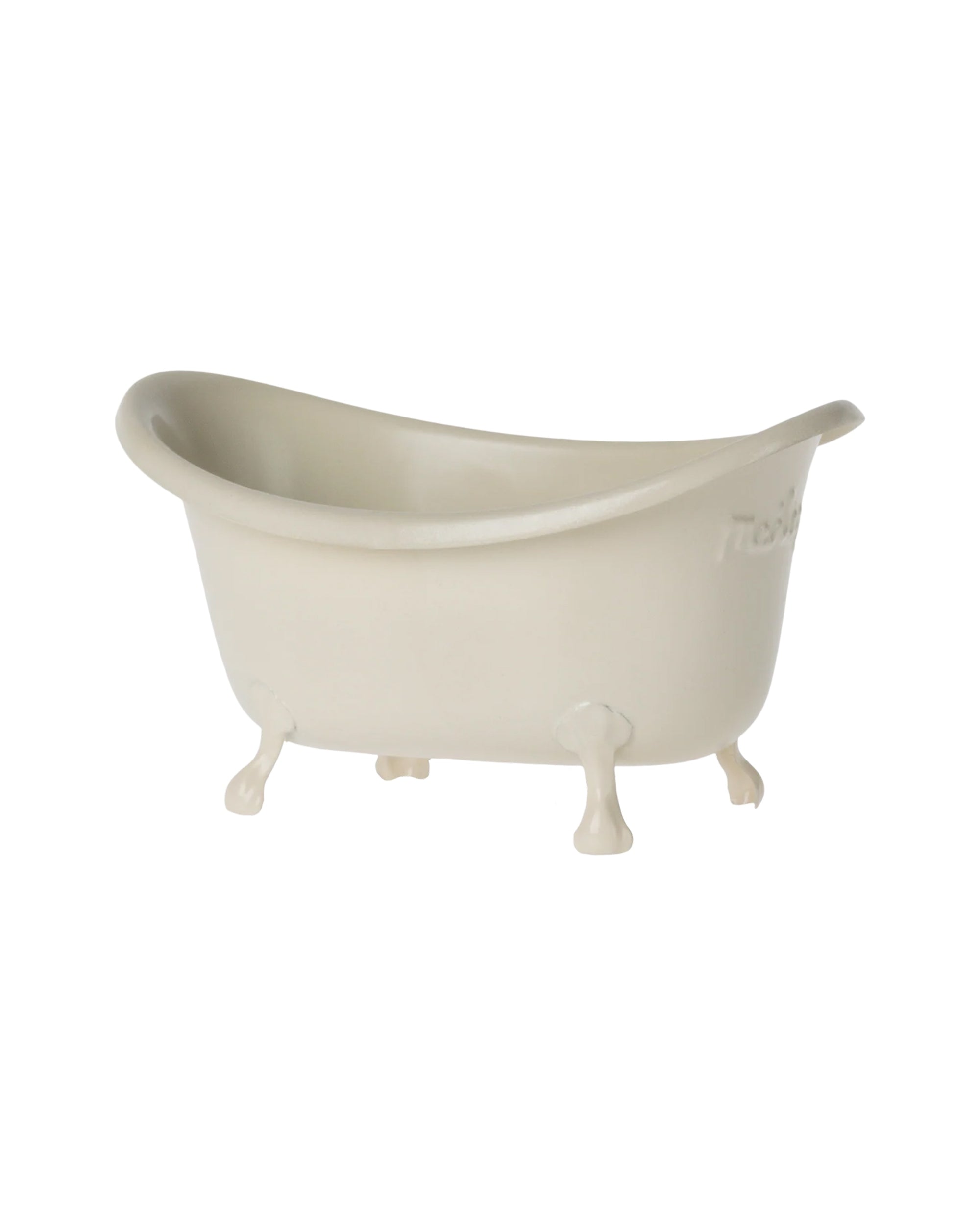 The Maileg Bathtub by Maileg is a small, cream-colored, vintage-style tub with a curved backrest and clawfoot design—ideal for your Maileg mouse or to enhance your Maileg accessories collection.