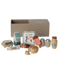 Miniature grocery box play set with assorted foods by Maileg, perfect for imaginative kitchen play.