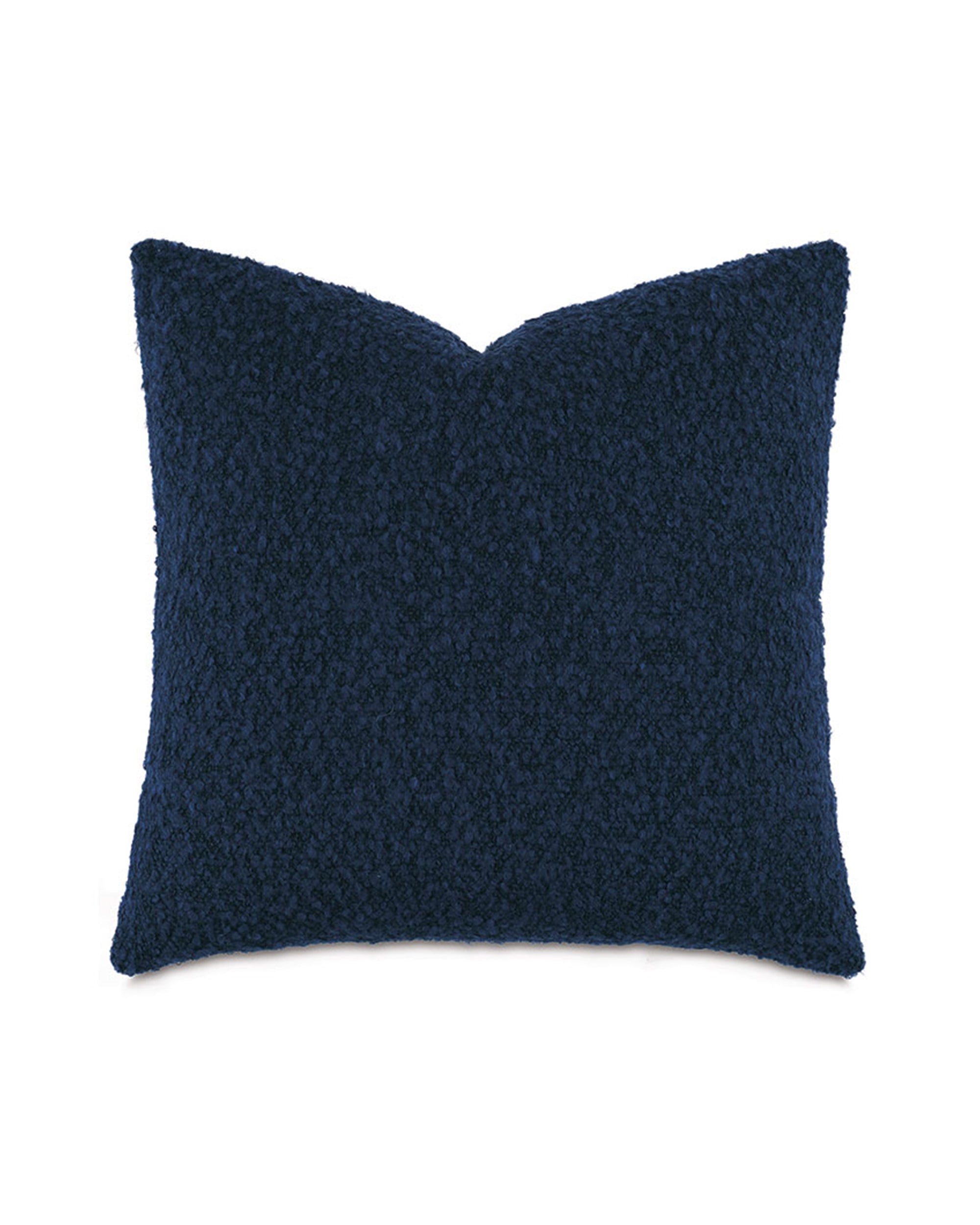 The MARL DECO IN INDIGO by Eastern Accents is a square, dark navy blue decorative pillow with soft, fuzzy fabric, displayed against a white background.