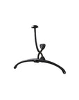 The HomArt Wall Mounted Valet is a black metal hook with two prongs and a curved base, ideal for hanging coats or hats and organizing entryway essentials.