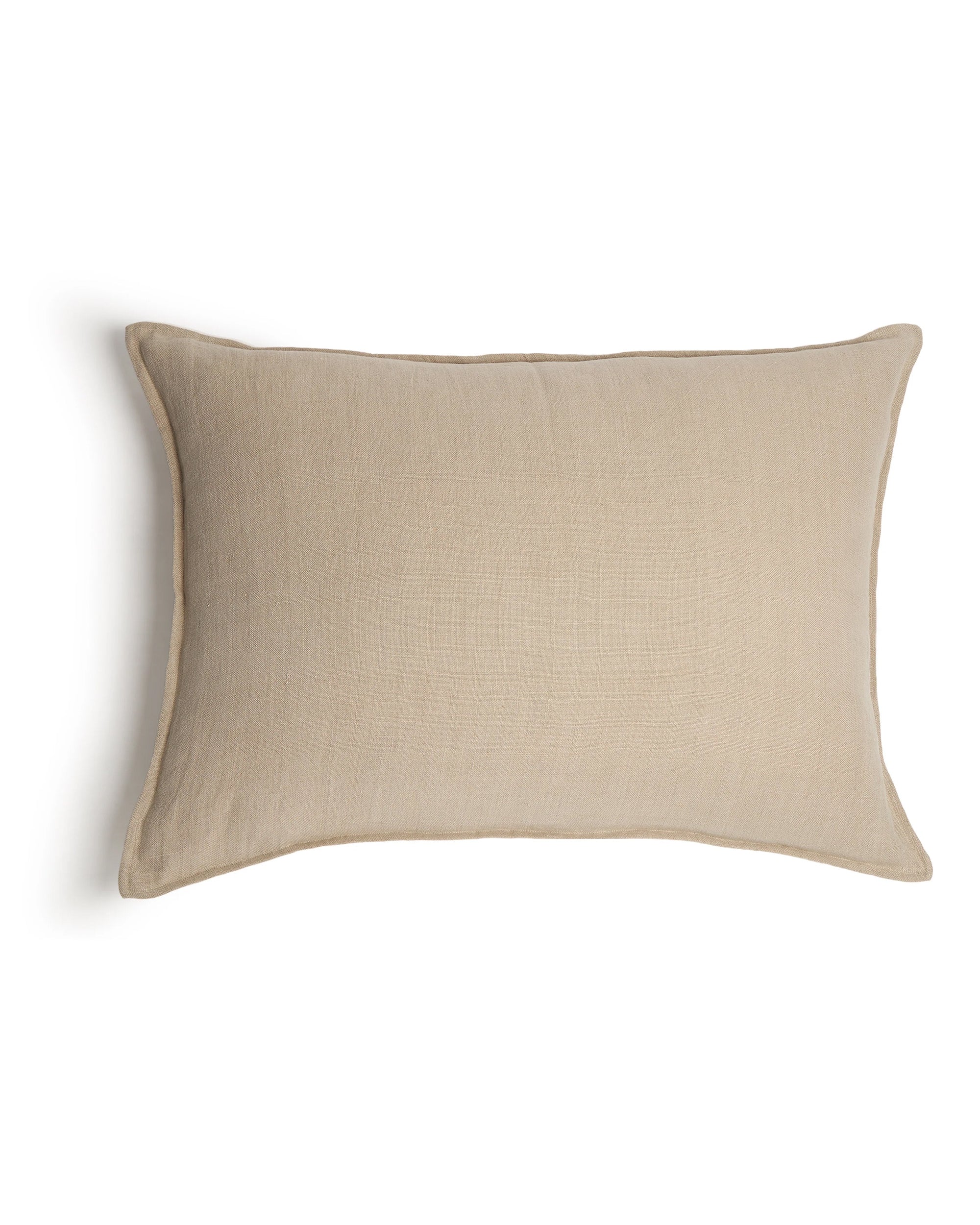 The Montauk Big Pillow 28x36 by POM POM is a rectangular, beige pillow with a soft, linen-like texture and heavy weight feel, shown on a white background.