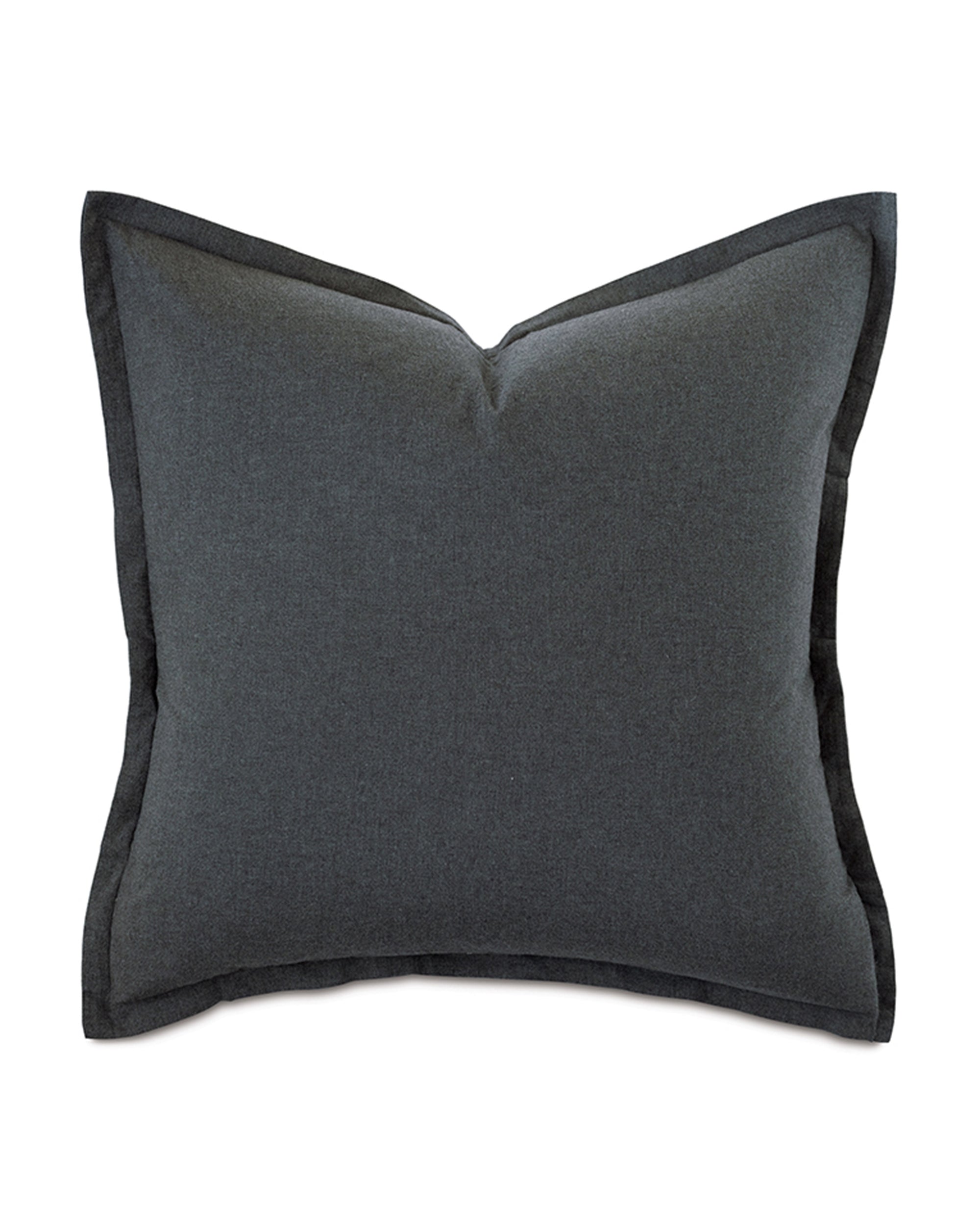 The Monterosa Cotton Flannel euro sham by Eastern Accents is a square, dark gray pillow with slightly indented top corners and a wide, darker border, crafted from soft cotton flannel and shown against a white background.