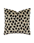 The PARK AVE ANIMAL pillow by Eastern Accents features a beige chenille background with bold black leopard print spots. This plush, stylish decorative pillow adds a chic, modern touch to any space.