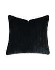 The PARK AVE FAUX FUR euro sham by Eastern Accents features black faux fur with vertical ribbing, a hidden zipper closure, and comes with a pillow insert. Shown on a white background.