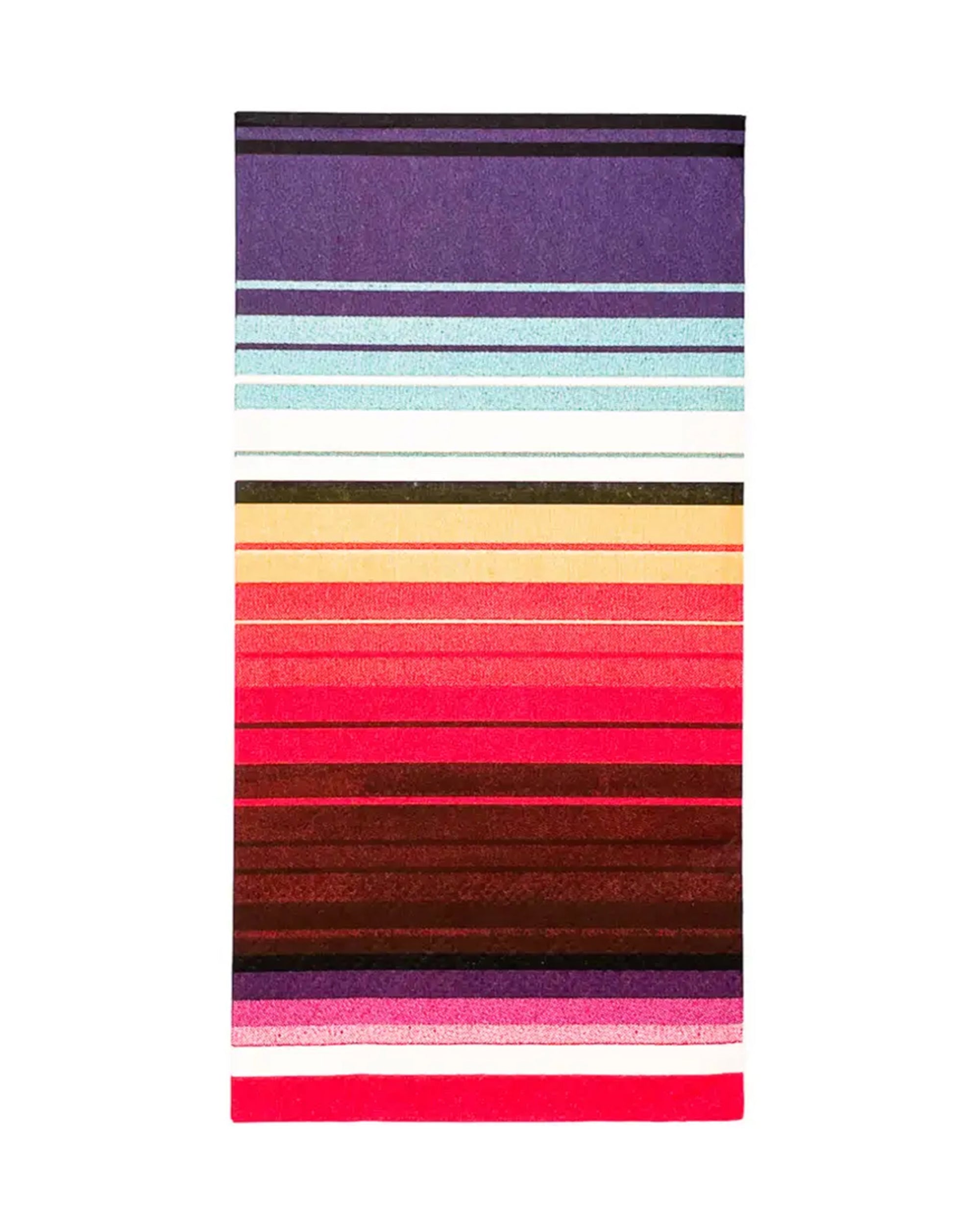 The Red Serape Dinner Napkins by Faire feature horizontal stripes in vibrant reds, oranges, and pinks—an eye-catching look that pairs perfectly with colorful table settings.