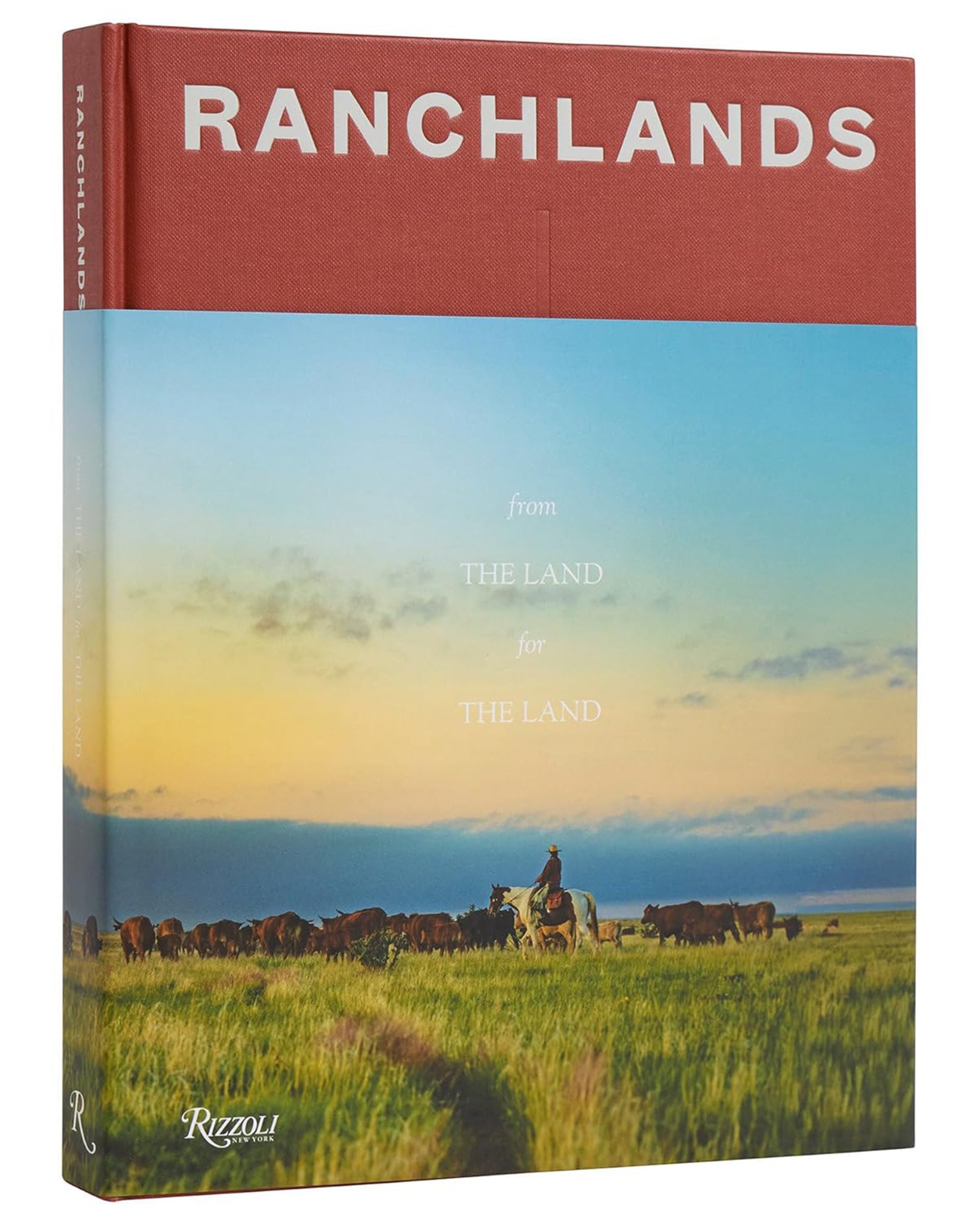 Ranchlands" by Random House features a cover image of a person on horseback herding cattle across open land, reflecting the ranching traditions of the American West. Subtitled "from THE LAND for THE LAND.