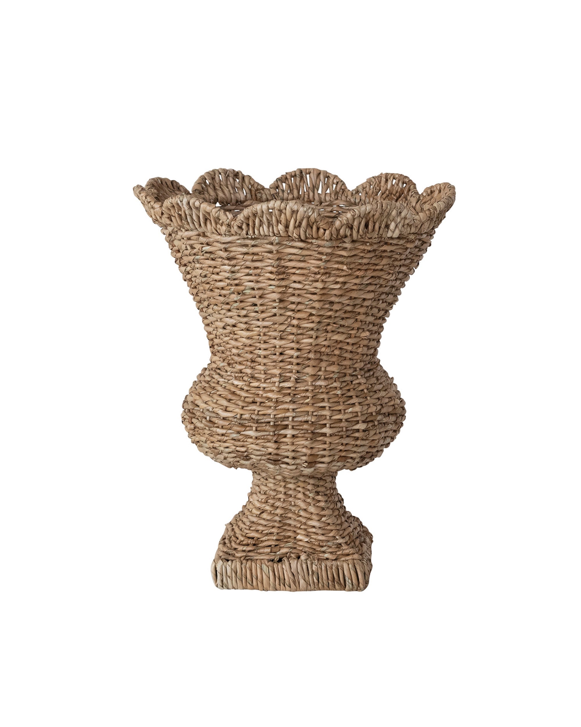 Handwoven rattan urn with flared rim and square base by Creative Co-op, a stylish accent for any room.