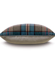The Rudy Plaid Euro Sham by Eastern Accents features a blue, brown, and red Hamish Toast plaid on top, solid beige bottom, and an invisible zipper closure. Shown against a white background.