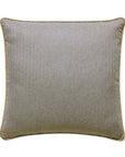 The RUDY OGEE decorative pillow by Eastern Accents features a square gray design with gold piping and a cord edge finish, displayed against a white background.