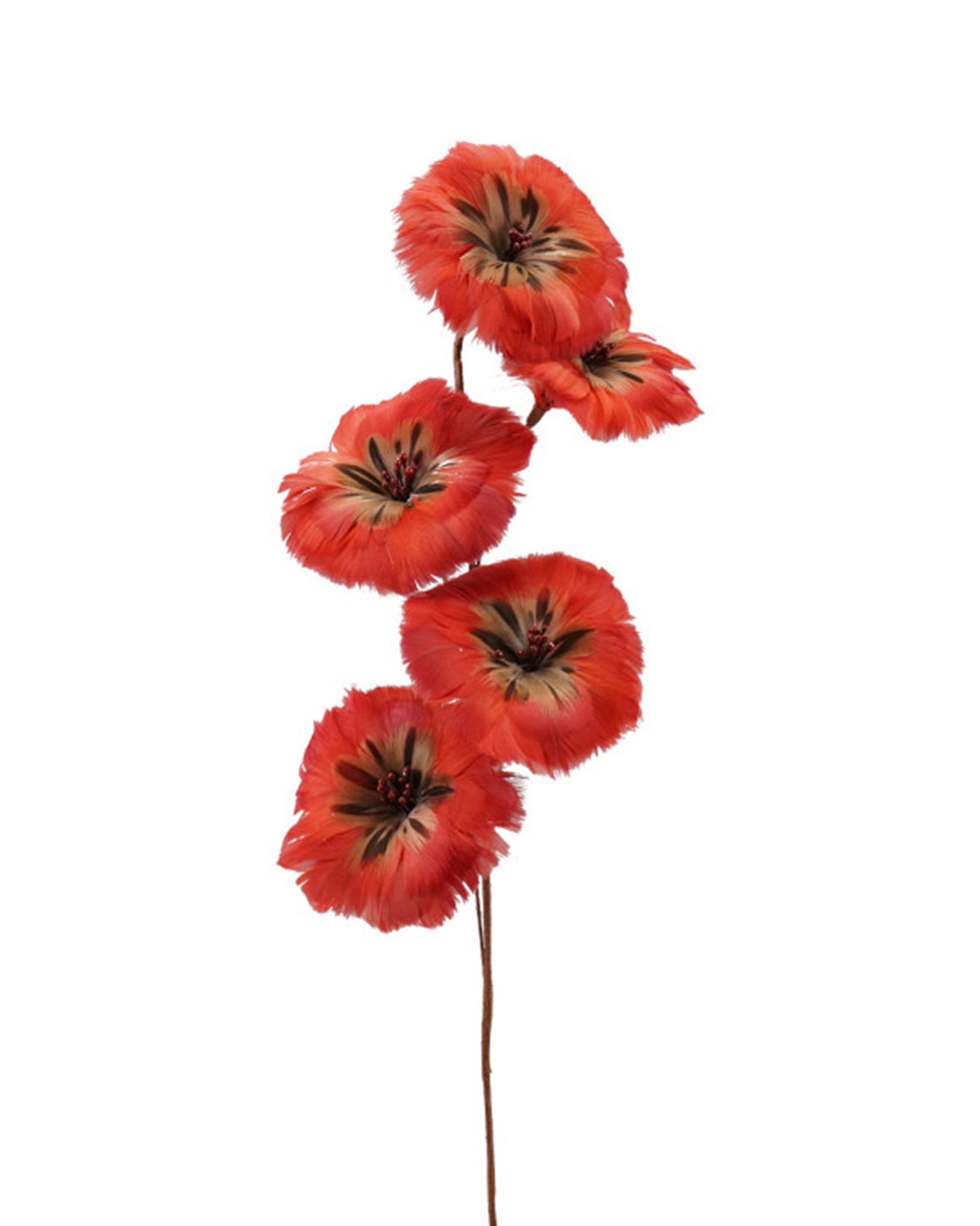 Red feather flower stem with four blooms by Creative Co-op, ideal for adding a boho accent to home decor.