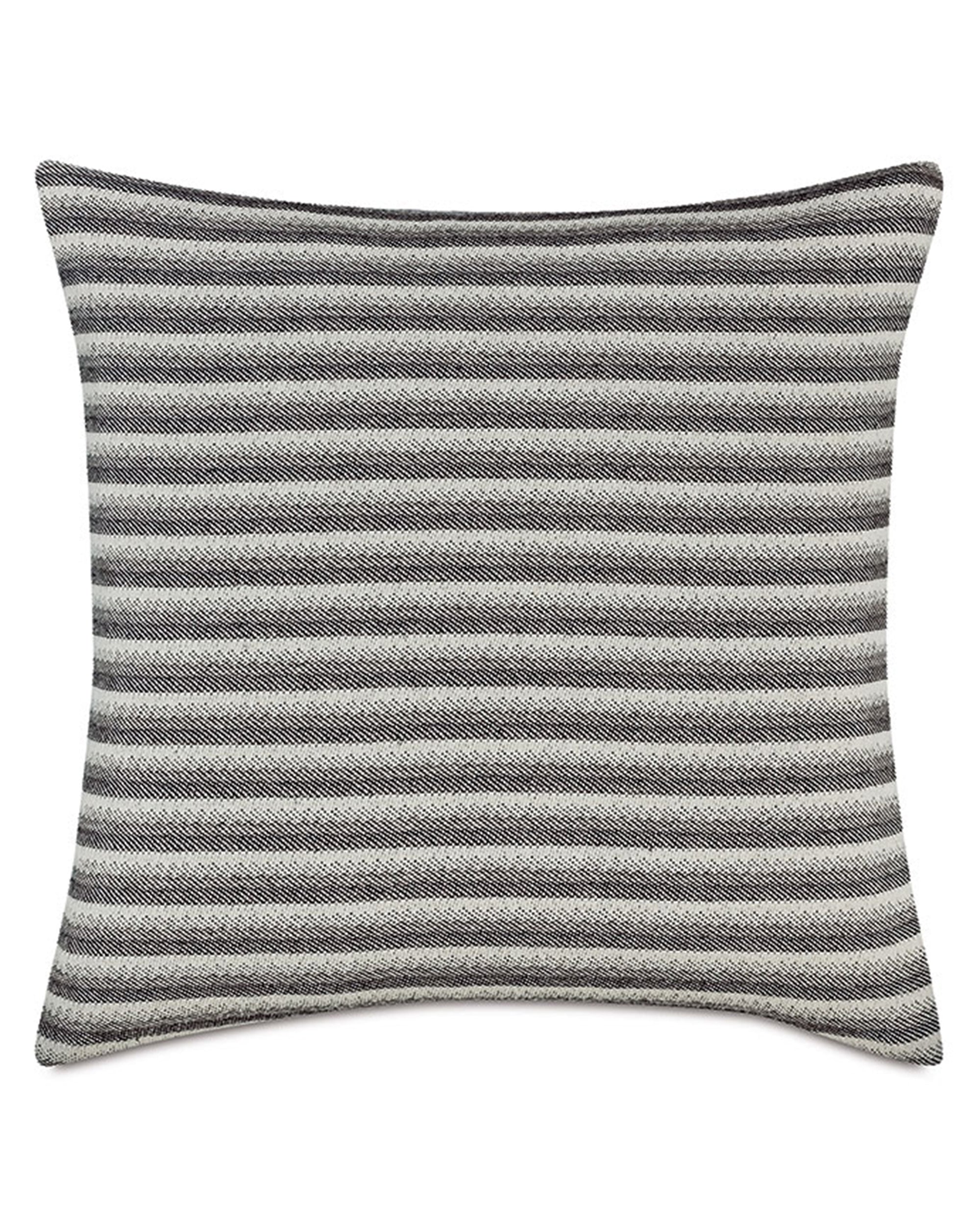 Black and cream striped cotton pillow, Eastern Accents River Striped, chic accent for living room or bedroom.