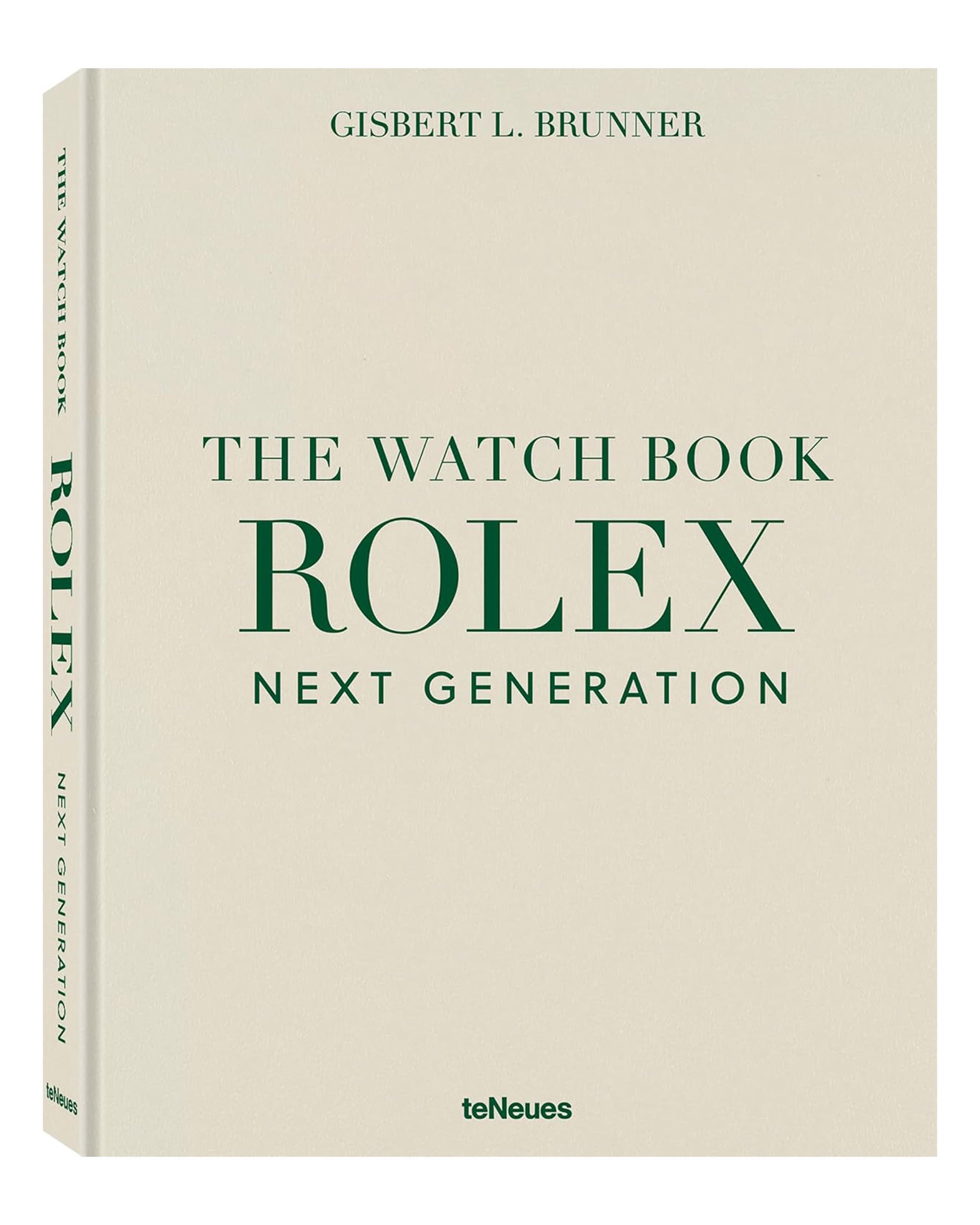The Watch Book Rolex" by Ingram Book Company is a beige hardcover with minimalist green text—an essential read for anyone interested in watch collecting and Rolex history.