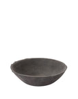 The Rossetti Bowl SM by Accent Decor is a handcrafted, round, shallow terracotta bowl in dark gray with a slightly uneven rim, shown against a plain white background.