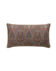 The RUDY PAISLEY rectangular decorative pillow by Eastern Accents showcases a paisley pattern in blue, red, and brown on a muted background, adding a touch of traditional elegance to any space.