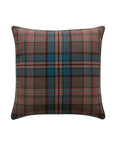 The Rudy Plaid Euro Sham by Eastern Accents features a square plaid design in brown, blue, and red on a white background with an invisible zipper closure.