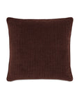 The RUFUS CHENILLE pillow by Eastern Accents features square dark brown corduroy with a subtle vertical ribbed texture—an elegant decorative accent perfect for elevating any space.