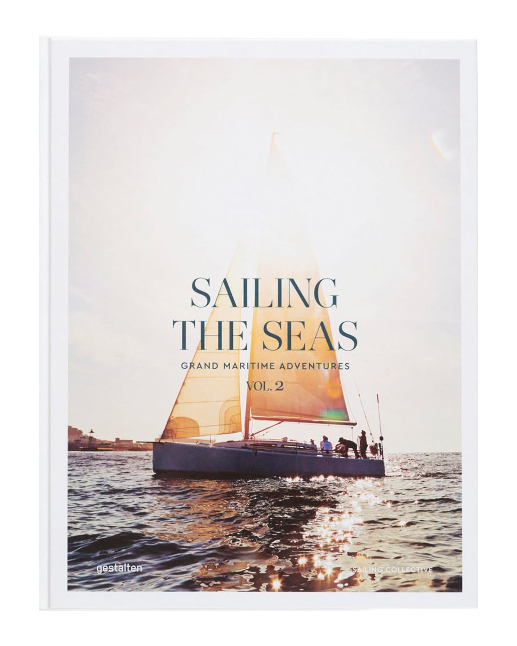 The "Sailing The Seas V2" book cover from Ingram Book Company shows people sailing on a small boat under the sun, with sparkling water and a distant shoreline in the background.